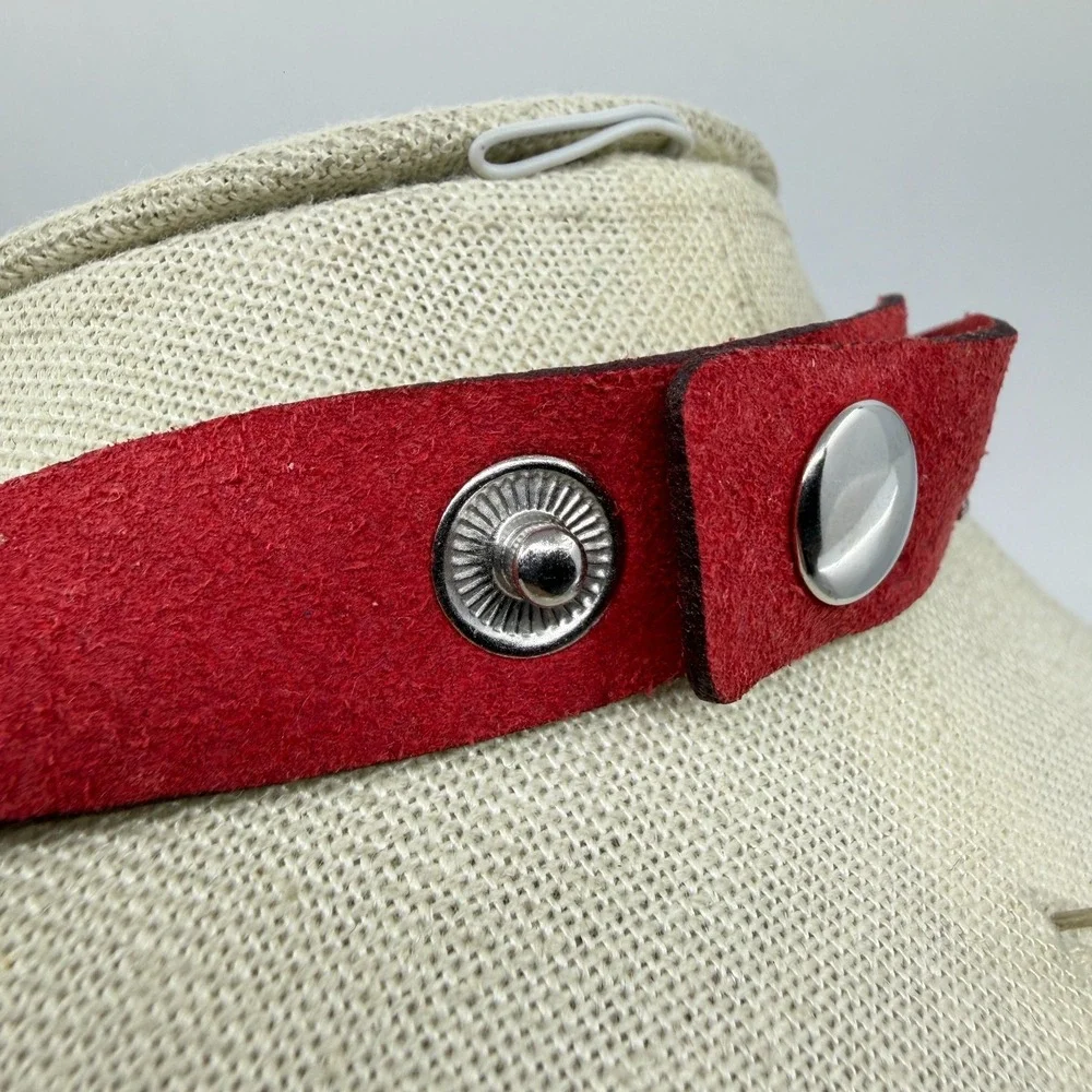 Red Faux Suede Wrap Choker Necklace Rhinestone Studded Western Statement
